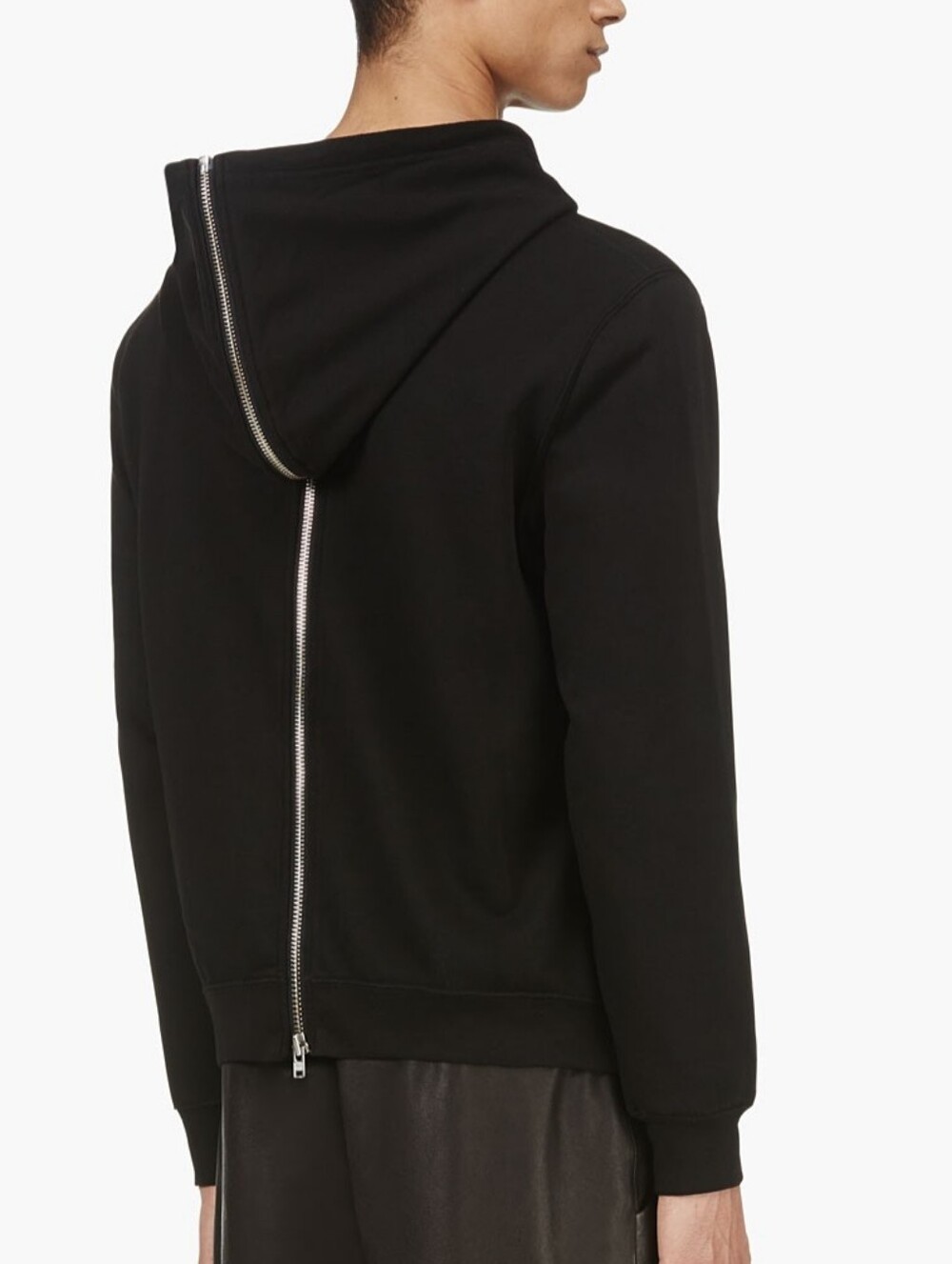 BLK DNM Front to Back Zipper Hoodie Black Hooded Zip Up Jacket Sweatshirt